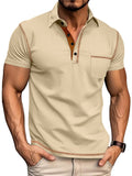 Male's Summer Simple Breathable Contrast Trim Short Sleeve Shirts