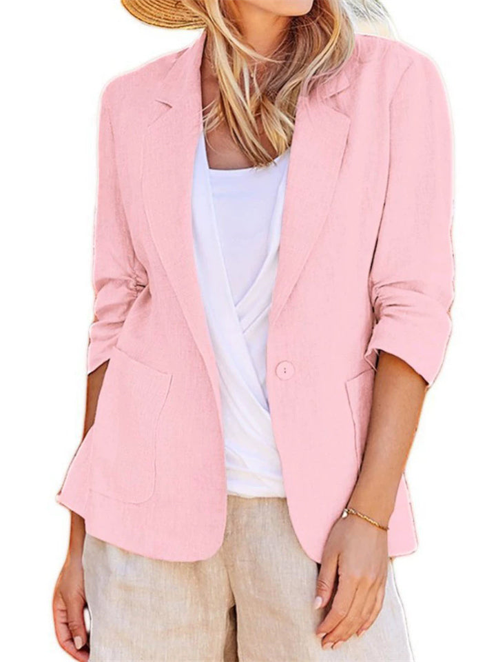 Women's Summer Solid Color Single Breasted Lapel Suit Coat