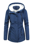 Women's Hooded Fleece Lined Warm Drawstring Winter Coats
