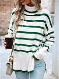 Stylish Turtleneck Striped Knitwear Sweater for Ladies