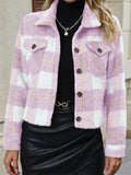 Women's Casual Plaid Single Breasted Waist Length Long Sleeve Coat