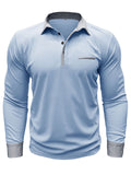 Fashion Lapel Collar Long Sleeve Polo Shirts for Men