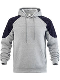 Men's Casual Streetwear Loose Fit Color Block Hoodies with Kangaroo Pocket
