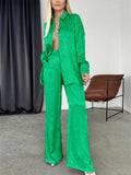 Comfy Long Sleeve Cheetah Print Lapel Shirt and Wide Leg Pant Set