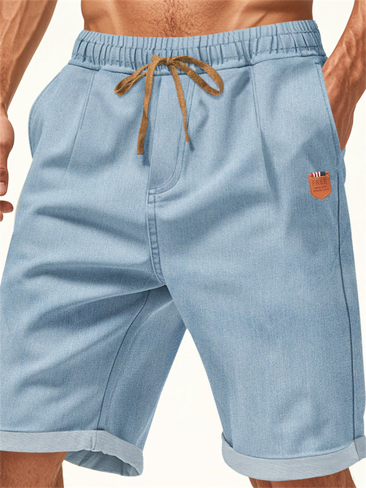 Men's Casual Cotton Drawstring Knee Length Shorts