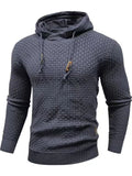 Knitted Men's Warm Jacquard Casual Drawstring Pullover Hoodie
