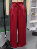 Women's Solid Color High Waist Casual Drape Wide Leg Pants