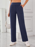 Women's Casual Solid Color Pockets High Waist Pants