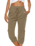Sports Extra Loose Drawstring Cropped Pants for Women