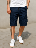 Men's Relaxed Drawstring Cotton Blend Summer Cargo Shorts