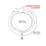 3pcs/Set Hollow Out Cross Flower Coin Pendant Beaded Necklaces