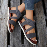 Women's Round Toe Thick Sole Cross Strap Buckle Sandals
