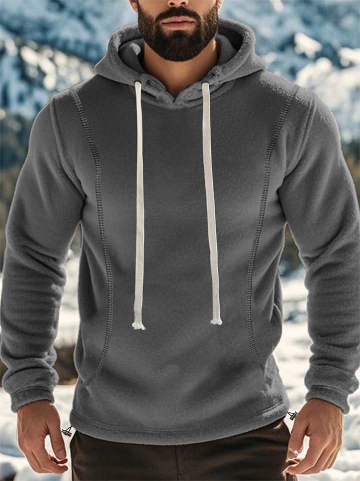Men's Solid Color Long Sleeve Pullover Fleece Hoodies