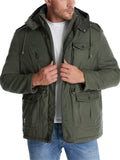 ‌Men's Hooded Military Style Outdoor Thermal Lined Coat with Multiple Pockets‌