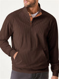 Men's Corduroy Contrast Color Stand Collar Pockets Shirt