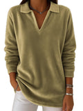 ‌Womens Loose Comfy Lapel V Neck Pullover Sweatshirt‌s