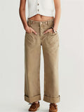 Vintage Patch Pocket Straight-Leg Jeans for Women