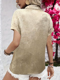 Women's Summer Gold Color Casual Short Sleeve Blouses