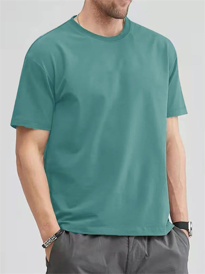 Men's Simple O-Neck Solid Color Basic Shirt