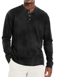 Men's Casual Solid Color Long Sleeve Henley Shirts