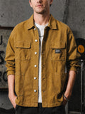 Mens Vintage Multi Pocket Workwear Jacket Casual Utility Shacket