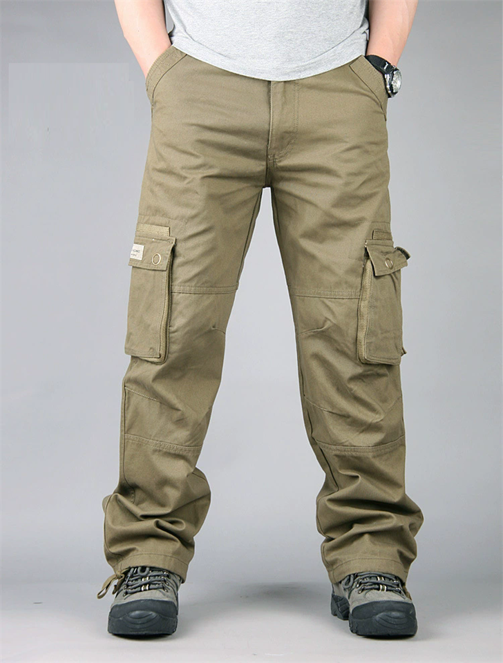 Men Ripstop Cargo Pants Multi Pocket Loose Fit Hiking Work Trousers
