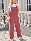 Women's Summer Casual Solid Color Pockets Strap Jumpsuits
