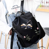 Chinese Style Dragonfly Embroidery Oxford Cloth Backpack for Women