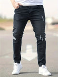 Men's High Street Trendy Ripped Denim Pencil Pants