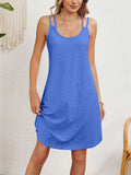 Women's Candy Color U Neck Sleeveless Hollow Out Sundress