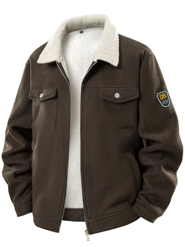 Men's Winter Warm Fleece Lined Corduroy Lapel Workwear Coats