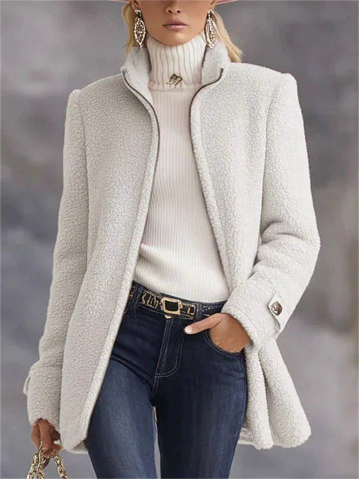 ‌Autumn Zip Up Faux Shearling Coat for Women‌