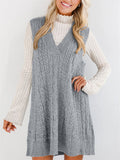 Women's Casual Solid Color Sleeveless Sweater Dress