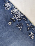 Women's Vintage Floral Embroidery Slim Fit Micro Flared Jeans