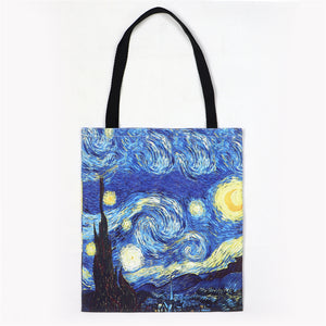 Ladies Gorgeous Starry Sky Oil Painting Canvas Handbags