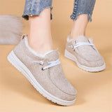 Plush Lined Low-top Canvas Loafers for Women