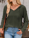Women's Solid Color Stripe Casual Knitted Hoodie