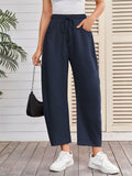 Women's Solid Color Casual Drawstring Cropped Sweatpants