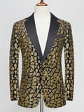 Men's Luxury Notched Collar Single Button Sparkling Sequins Formal Blazer