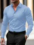 Men's Autumn Solid Color Button Up Long Sleeve Lapel Suit Shirts