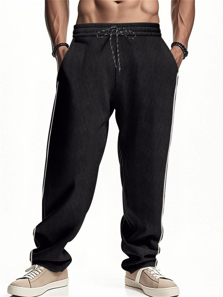Men's Casual Corduroy Side Stripe Drawstring Pants