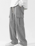 Men's Corduroy Loose Fit Utility Pants with Flap Pockets
