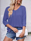 Women's Casual Solid Color Stripe BatWing Sleeve Shirts