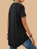 Stylish Patchwork Pocket Button T-shirt for Ladies