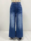 Women's Trendy High Waist Blue Wide Leg Bootcut Denim Pants