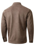 Men's Casual Solid Color Zip Up Stand Collar Long Sleeve Jackets