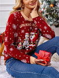 Women's Autumn Red Snowflake Jacquard Pullover Christmas Sweaters