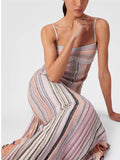 Women's Retro Elegant Contrast Color Stripe Strap Dress