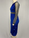 Women's Retro Mesh Patchwork Contrast Color Knee Length Dress
