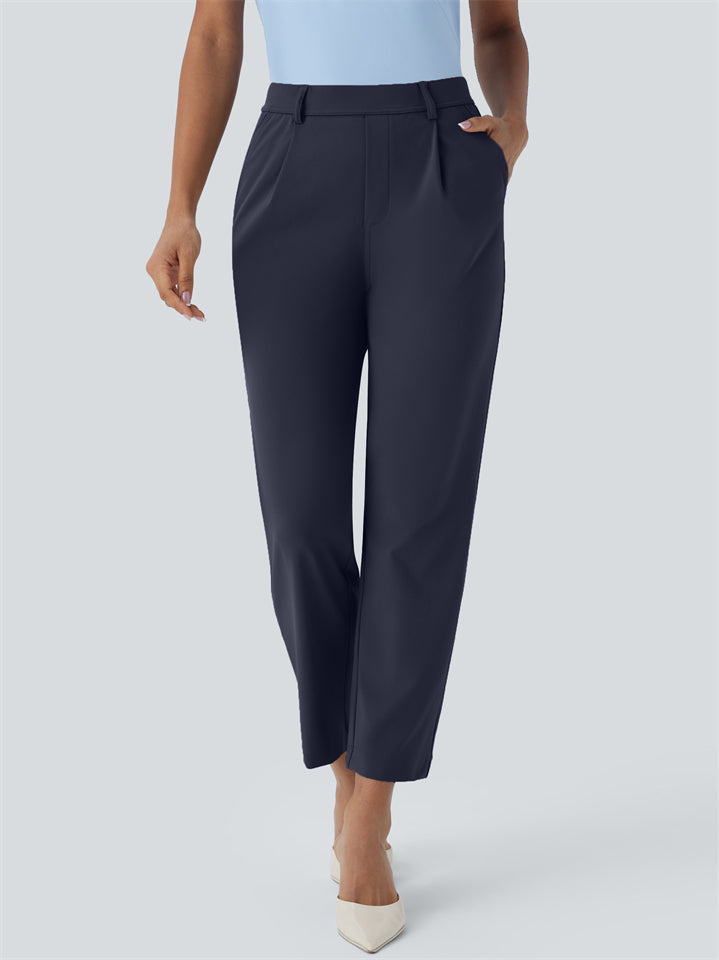 Women's Solid Color Casual Straight Cropped Suit Pants